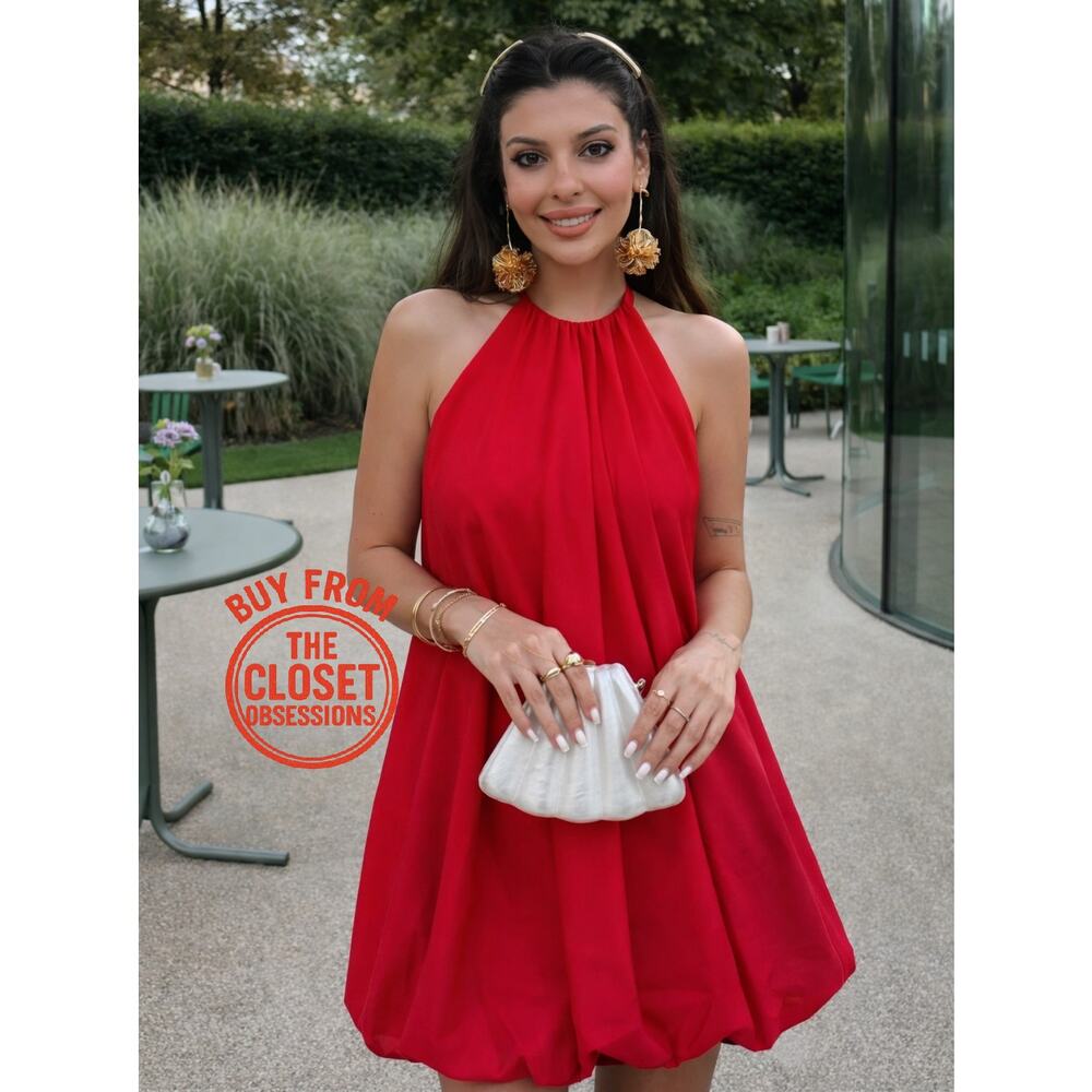 ZARA Red Halter Balloon Mini Dress NWT Blogger Favorite - Picture 5 of 16